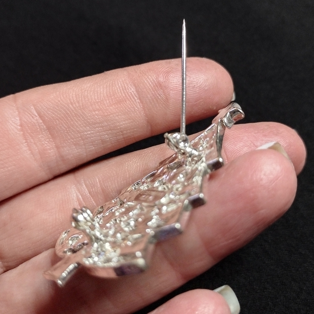 Eisenberg Ice Silver Christmas Tree Brooch with Multicolor Crystals - Picture 7 of 8